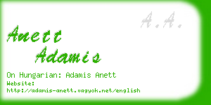 anett adamis business card